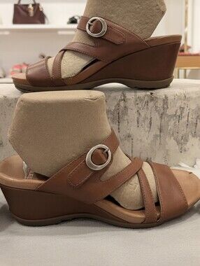 Dansko Ana Leather Wedge Sandals Women's Sz 8.5 EU 39 $149